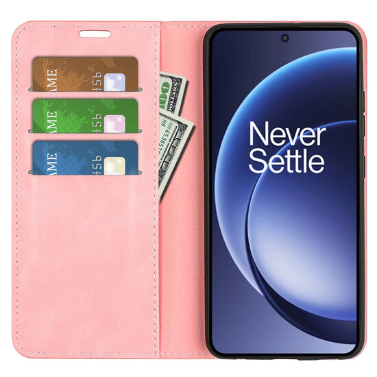OnePlus 15 Hoesje - MobyDefend Luxe Wallet Bookcase (Magnetische Sluiting) - Roze