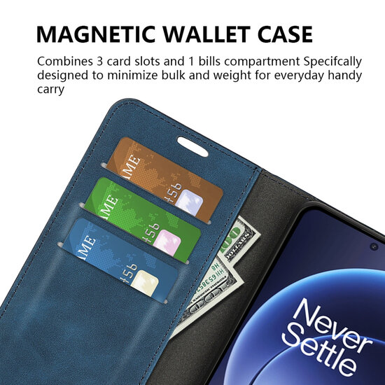 OnePlus 15 Hoesje - MobyDefend Luxe Wallet Bookcase (Magnetische Sluiting) - Blauw