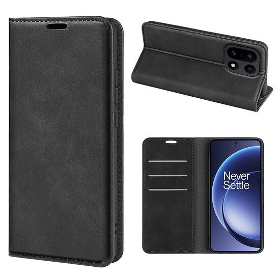 OnePlus 15 Hoesje - MobyDefend Luxe Wallet Bookcase (Magnetische Sluiting) - Zwart