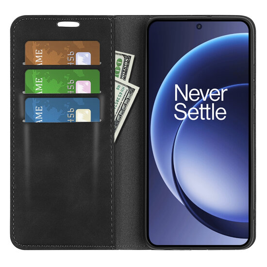 OnePlus 15 Hoesje - MobyDefend Luxe Wallet Bookcase (Magnetische Sluiting) - Zwart