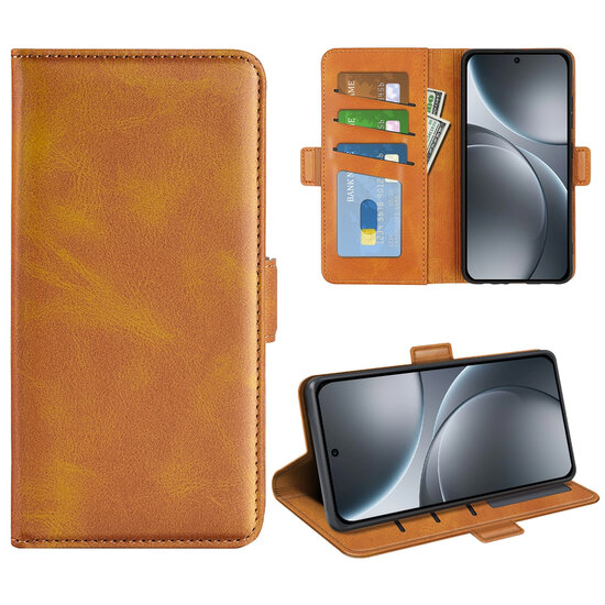 Oppo Find X9 Hoesje - MobyDefend Luxe Wallet Book Case (Sluiting Zijkant) - Lichtbruin