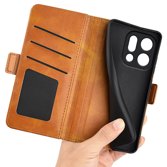 Oppo Find X9 Hoesje - MobyDefend Luxe Wallet Book Case (Sluiting Zijkant) - Lichtbruin