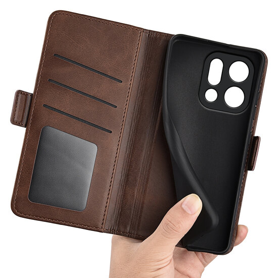 Oppo Find X9 Hoesje - MobyDefend Luxe Wallet Book Case (Sluiting Zijkant) - Bruin