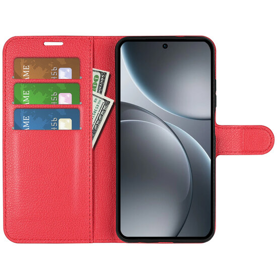 Oppo Find X9 Pro Hoesje - MobyDefend Kunstleren Wallet Book Case (Sluiting Voorkant) - Rood