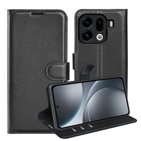 Oppo Find X9 Pro Hoesje - MobyDefend Kunstleren Wallet Book Case (Sluiting Voorkant) - Zwart