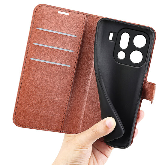 Oppo Find X9 Pro Hoesje - MobyDefend Kunstleren Wallet Book Case (Sluiting Voorkant) - Bruin