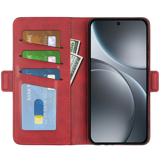 Oppo Find X9 Pro Hoesje - MobyDefend Luxe Wallet Book Case (Sluiting Zijkant) - Rood