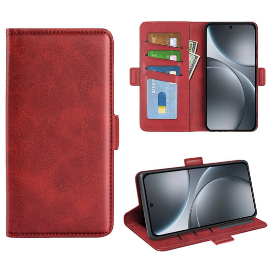 Oppo Find X9 Pro Hoesje - MobyDefend Luxe Wallet Book Case (Sluiting Zijkant) - Rood