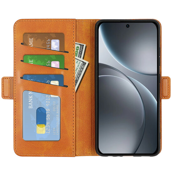 Oppo Find X9 Pro Hoesje - MobyDefend Luxe Wallet Book Case (Sluiting Zijkant) - Lichtbruin