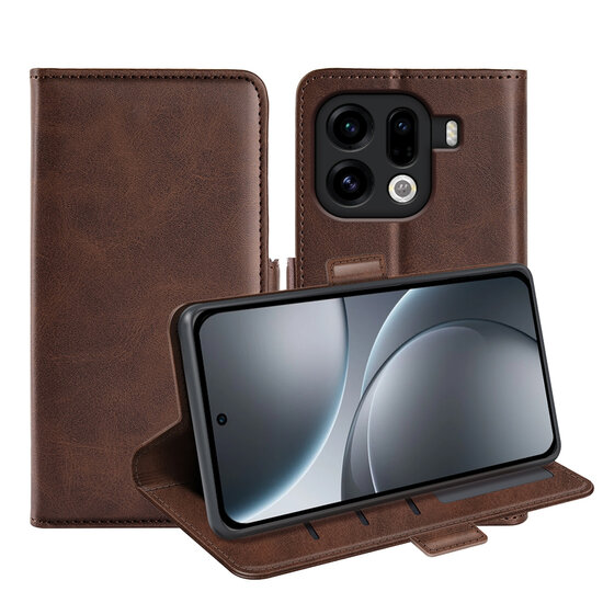 Oppo Find X9 Pro Hoesje - MobyDefend Luxe Wallet Book Case (Sluiting Zijkant) - Bruin