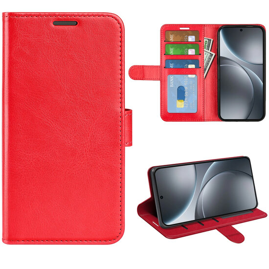 Oppo Find X9 Pro Hoesje - MobyDefend Wallet Book Case (Sluiting Achterkant) - Rood