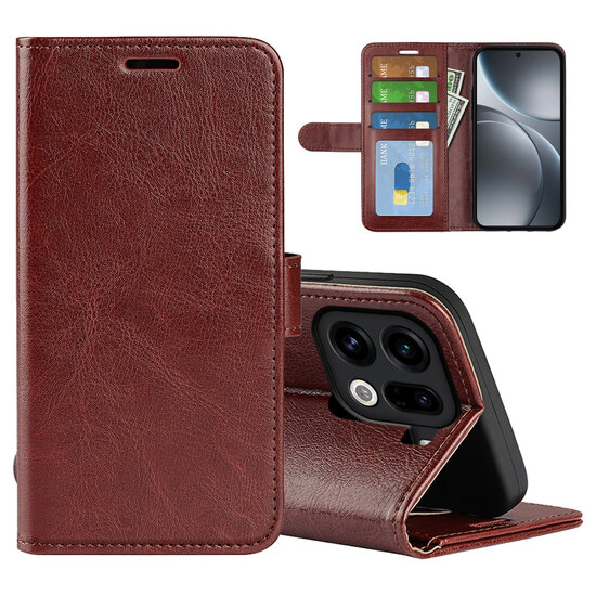 Oppo Find X9 Pro Hoesje - MobyDefend Wallet Book Case (Sluiting Achterkant) - Bruin
