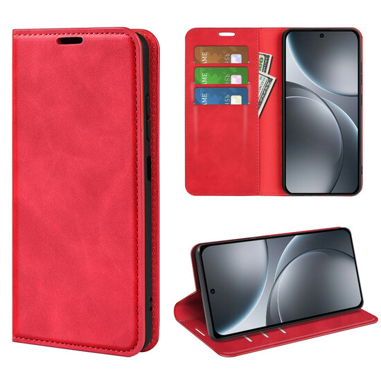 Oppo Find X9 Pro Hoesje - MobyDefend Luxe Wallet Bookcase (Magnetische Sluiting) - Rood