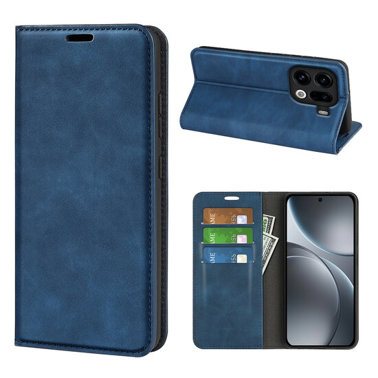 Oppo Find X9 Pro Hoesje - MobyDefend Luxe Wallet Bookcase (Magnetische Sluiting) - Blauw