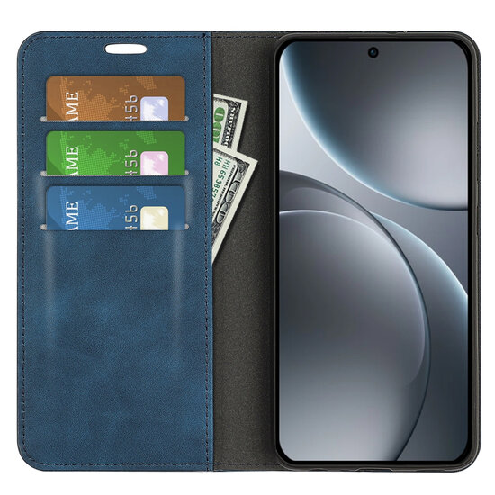 Oppo Find X9 Pro Hoesje - MobyDefend Luxe Wallet Bookcase (Magnetische Sluiting) - Blauw