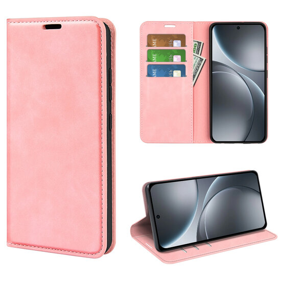 Oppo Find X9 Pro Hoesje - MobyDefend Luxe Wallet Bookcase (Magnetische Sluiting) - Roze