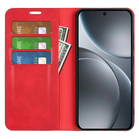 Oppo Find X9 Hoesje - MobyDefend Luxe Wallet Bookcase (Magnetische Sluiting) - Rood