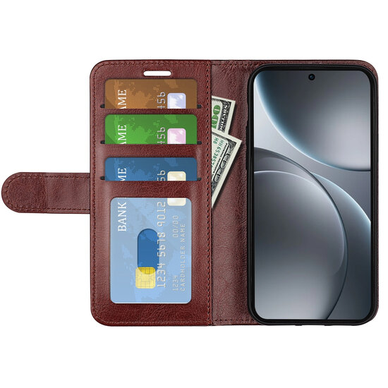 Oppo Find X9 Hoesje - MobyDefend Wallet Book Case (Sluiting Achterkant) - Bruin