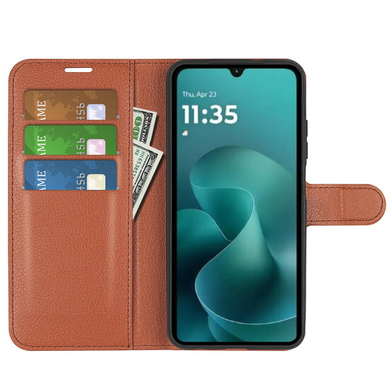 Motorola Moto G06 / Motorola Moto G06 Power Hoesje - MobyDefend Kunstleren Wallet Book Case (Sluiting Voorkant) - Bruin