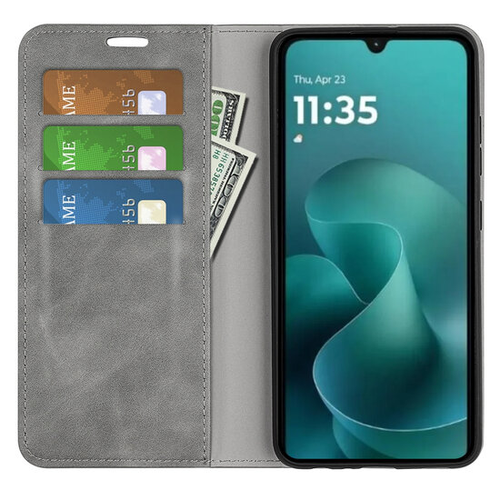 Motorola Moto G06 / Motorola Moto G06 Power Hoesje - MobyDefend Luxe Wallet Bookcase (Magnetische Sluiting) - Grijs