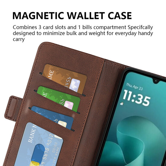 Motorola Moto G06 / Motorola Moto G06 Power Hoesje - MobyDefend Luxe Wallet Book Case (Sluiting Zijkant) - Bruin