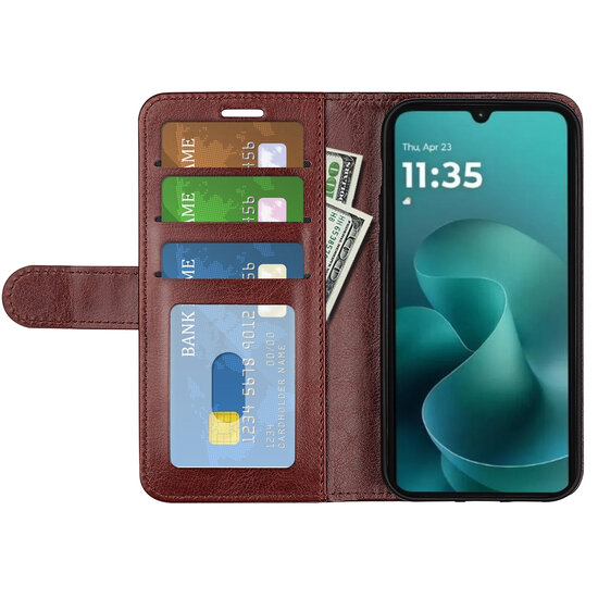 Motorola Moto G06 / Motorola Moto G06 Power Hoesje - MobyDefend Wallet Book Case (Sluiting Achterkant) - Bruin