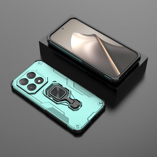 Xiaomi 15T Hoesje - MobyDefend Dubbelgelaagde Pantsercase Met Standaard - Turquoise