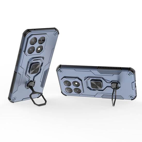 Xiaomi 15T Hoesje - MobyDefend Dubbelgelaagde Pantsercase Met Standaard - Blauw