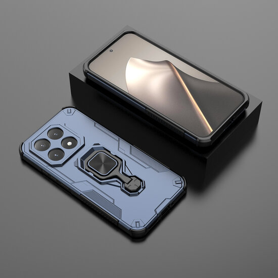 Xiaomi 15T Hoesje - MobyDefend Dubbelgelaagde Pantsercase Met Standaard - Blauw