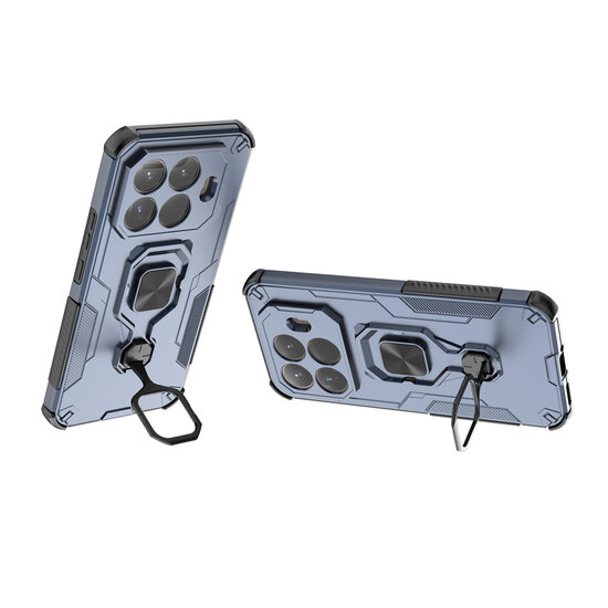 Xiaomi 15T Pro Hoesje - MobyDefend Dubbelgelaagde Pantsercase Met Standaard - Blauw