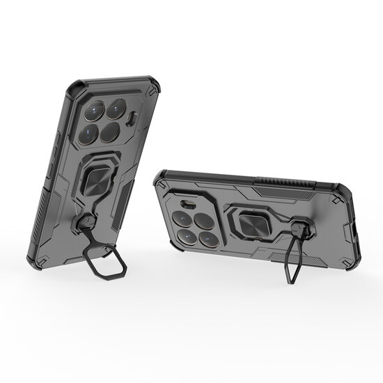 Xiaomi 15T Pro Hoesje - MobyDefend Dubbelgelaagde Pantsercase Met Standaard - Zwart