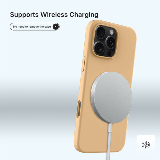 iPhone 16 Pro Max Hoesje - MobyDefend Matte Siliconen Backcover - Licht Oker