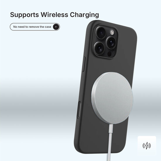 iPhone 16 Pro Max Hoesje - MobyDefend Matte Siliconen Backcover - Zwart