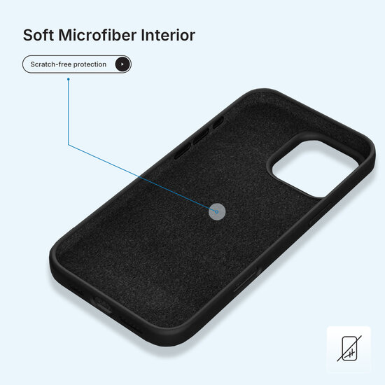 iPhone 16 Pro Max Hoesje - MobyDefend Matte Siliconen Backcover - Zwart