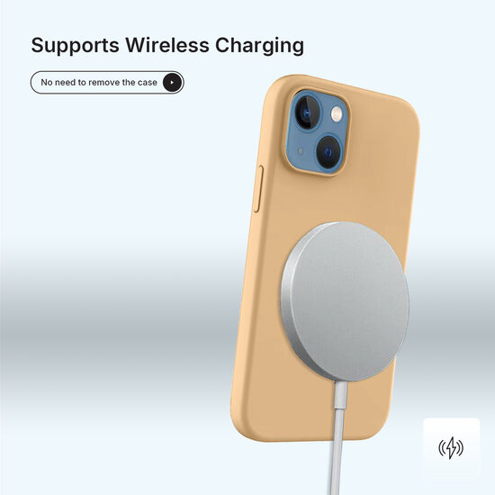 iPhone 14 Hoesje - MobyDefend Matte Siliconen Backcover - Licht Oker