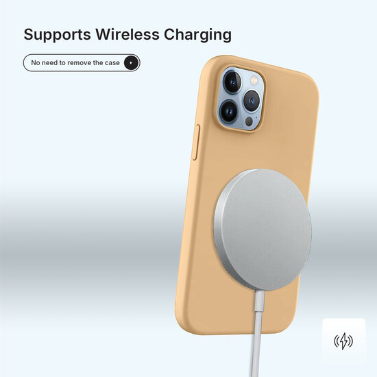 iPhone 14 Pro Hoesje - MobyDefend Matte Siliconen Backcover - Licht Oker