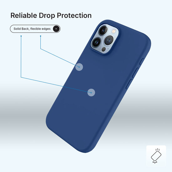 iPhone 14 Pro Hoesje - MobyDefend Matte Siliconen Backcover - Blauw