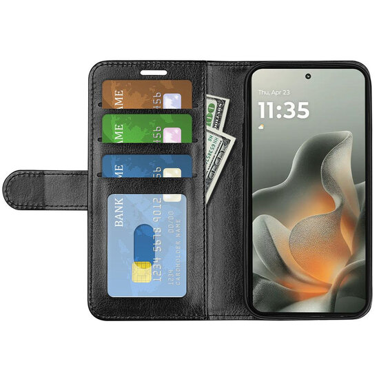 Motorola Edge 70 Hoesje - MobyDefend Wallet Book Case (Sluiting Achterkant) - Zwart