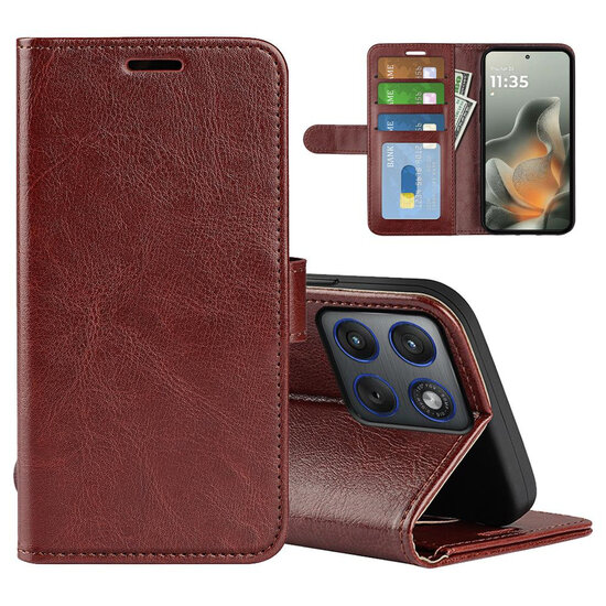 Motorola Edge 70 Hoesje - MobyDefend Wallet Book Case (Sluiting Achterkant) - Bruin