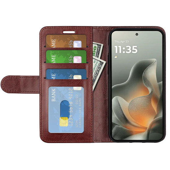 Motorola Edge 70 Hoesje - MobyDefend Wallet Book Case (Sluiting Achterkant) - Bruin