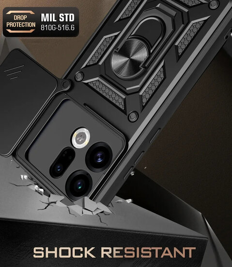 Oppo Find X9 Hoesje - MobyDefend Pantsercase Met Draaibare Ring - Blauw