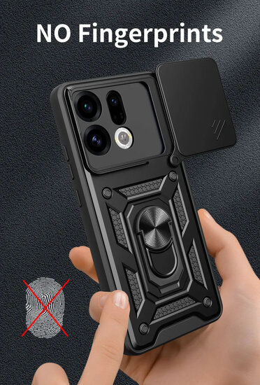 Oppo Find X9 Hoesje - MobyDefend Pantsercase Met Draaibare Ring - Zwart