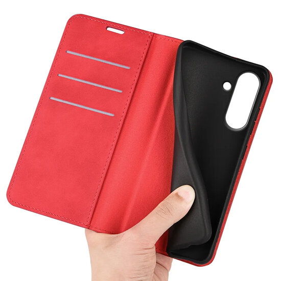 Samsung Galaxy A37 Hoesje - MobyDefend Luxe Wallet Bookcase (Magnetische Sluiting) - Rood