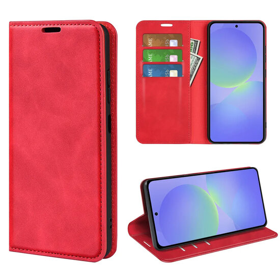 Samsung Galaxy A37 Hoesje - MobyDefend Luxe Wallet Bookcase (Magnetische Sluiting) - Rood