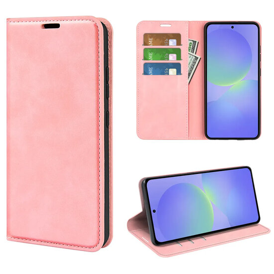Samsung Galaxy A37 Hoesje - MobyDefend Luxe Wallet Bookcase (Magnetische Sluiting) - Roze
