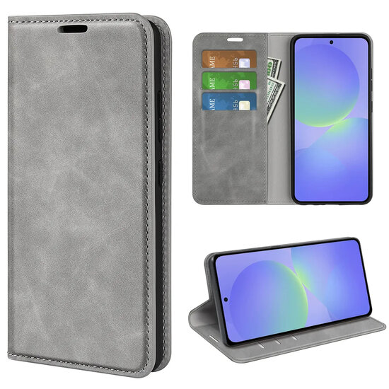 Samsung Galaxy A37 Hoesje - MobyDefend Luxe Wallet Bookcase (Magnetische Sluiting) - Grijs
