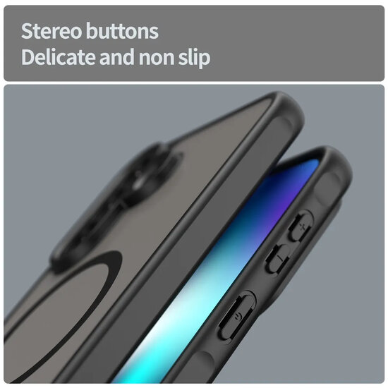 Samsung Galaxy A37 Hoesje - MobyDefend MagSafe Case Mat Transparant Met Gekleurde Rand - Zwart