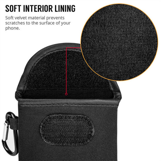Hoesje voor Google Pixel 10a - MobyDefend Neopreen Pouch Met Karabijnhaak - Insteekhoesje - Riemlus Hoesje - Zwart