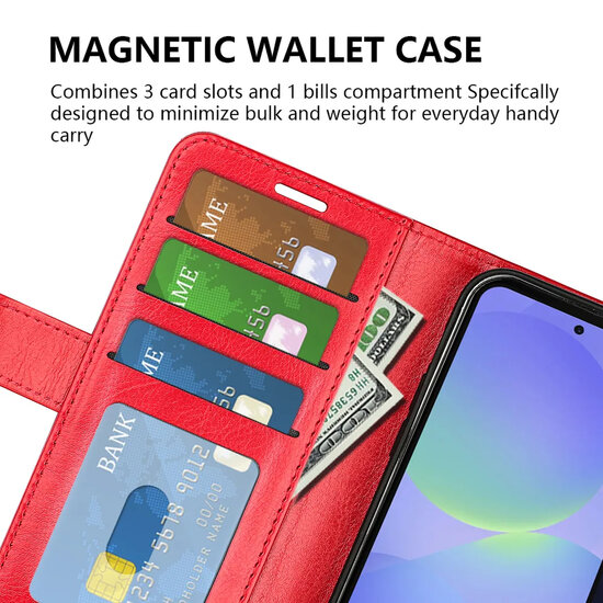 Samsung Galaxy A37 Hoesje - MobyDefend Wallet Book Case (Sluiting Achterkant) - Rood