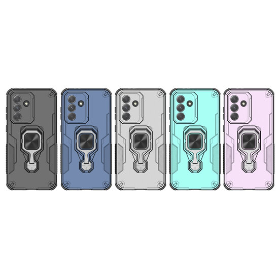 Samsung Galaxy A37 Hoesje - MobyDefend Dubbelgelaagde Pantsercase Met Standaard - Zwart
